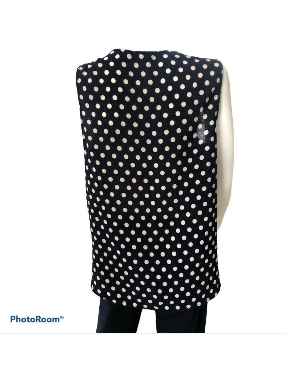 $5 SALE Halogen Petite Sleeveless Polka Dot Top Size MP - Picture 2 of 7